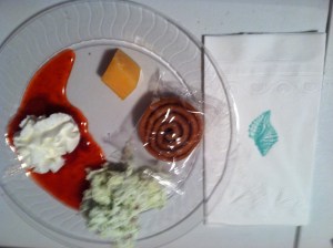 Pistachio Pudding, Strawberries, Crisp Cantaloupe, Baked Brown Sugar Swirls, and Coastal Cabana stamped napkins 